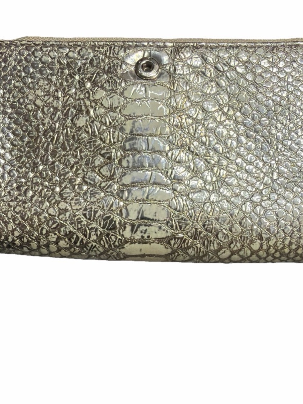 Michael Kors Metallic silver patent leather Croc-Embossed Zip Wallet clutch - Picture 8 of 16